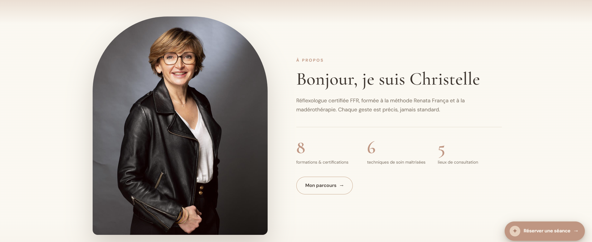 Capture du site de Christelle Genier, réflexologue